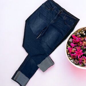 d. jeans Women’s Skinny Cropped Cuffed Jeans Blue Stretch Sz 10